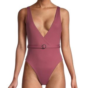NWT onia Michelle Belted ribbed One-Piece Swimsuit